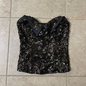 Bebe Black Sequin Corset Camisole